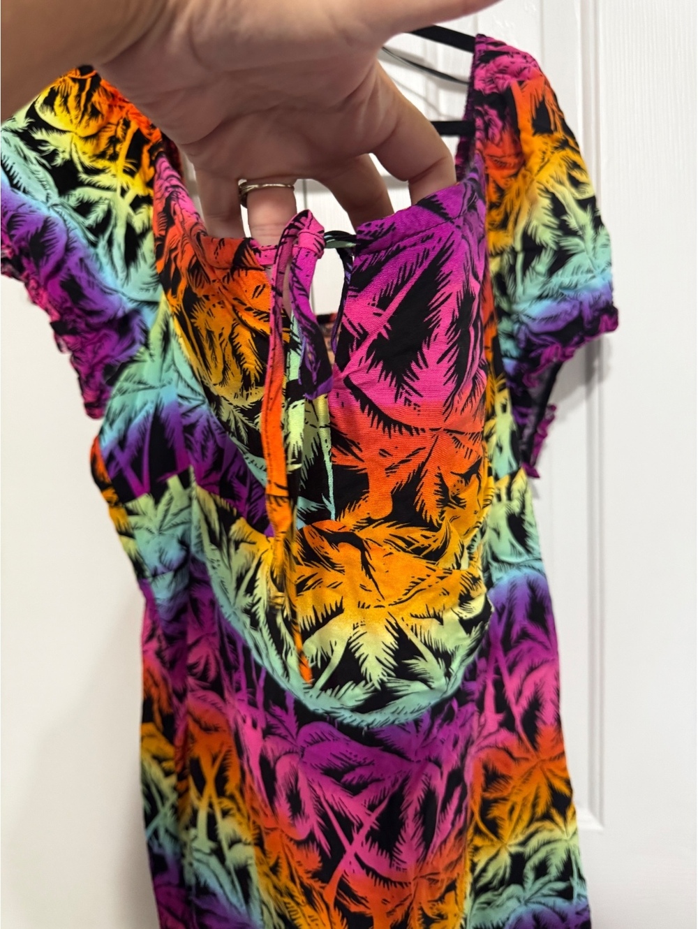 Cabana by Crown & Ivy Plus 4X Palm Rainbow Tropical Dress NWT $54.50